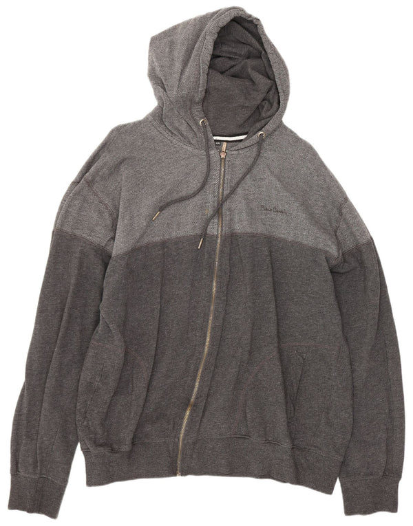 Мужской свитер с капюшоном на молнии Pierre Cardin 2XL, серый хлопок с узором «в елочку»
