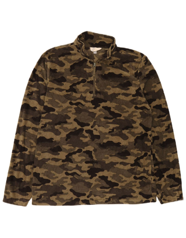 Mountain Warehouse Mens Zip Neck Fleece Jumper Medium Beige Camouflage