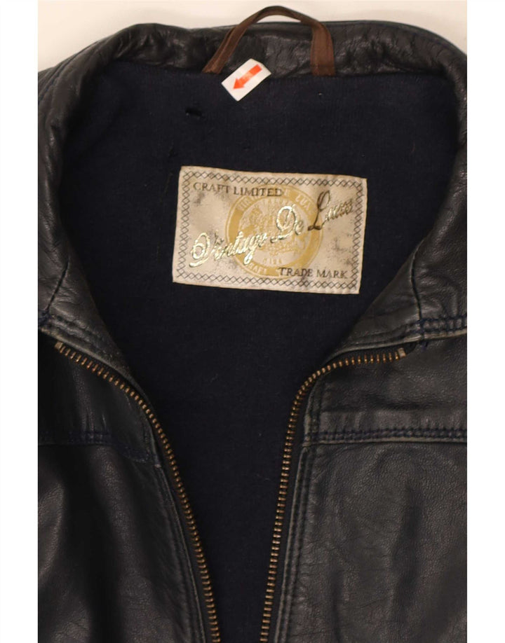 Винтажная женская кожаная куртка IT 42 Medium Black Leather