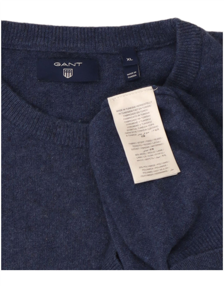 Мужской свитер Gant с круглым вырезом XL, темно-синий, шерсть