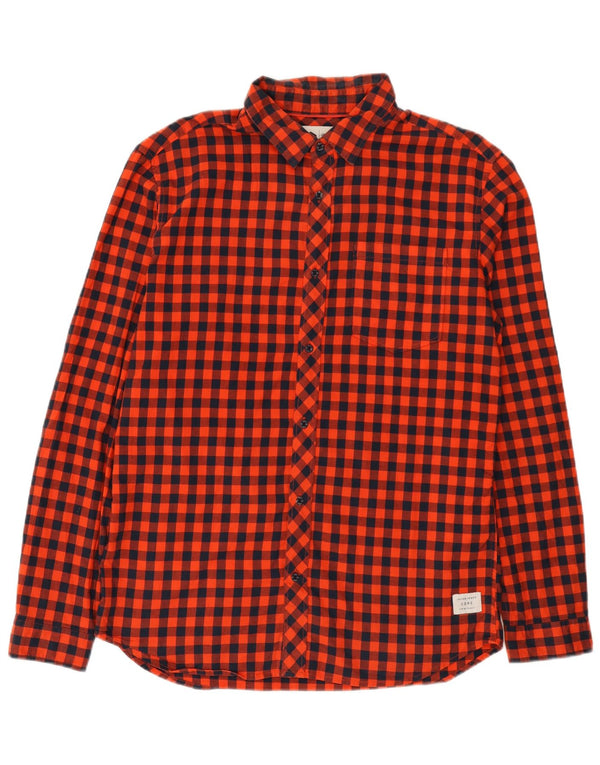 Мужская приталенная рубашка Jack & Jones XL из хлопка в красную клетку