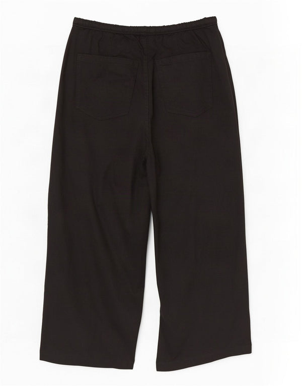 Marks & Spencer Womens High Waist Cropped Trousers UK 14 Large W32 L24 Blac