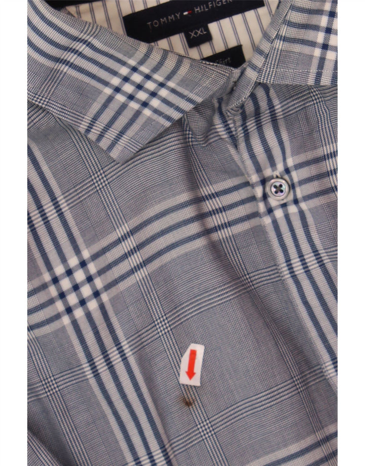 TOMMY HILFIGER Mens Flannel Shirt 2XL Blue Check Cotton