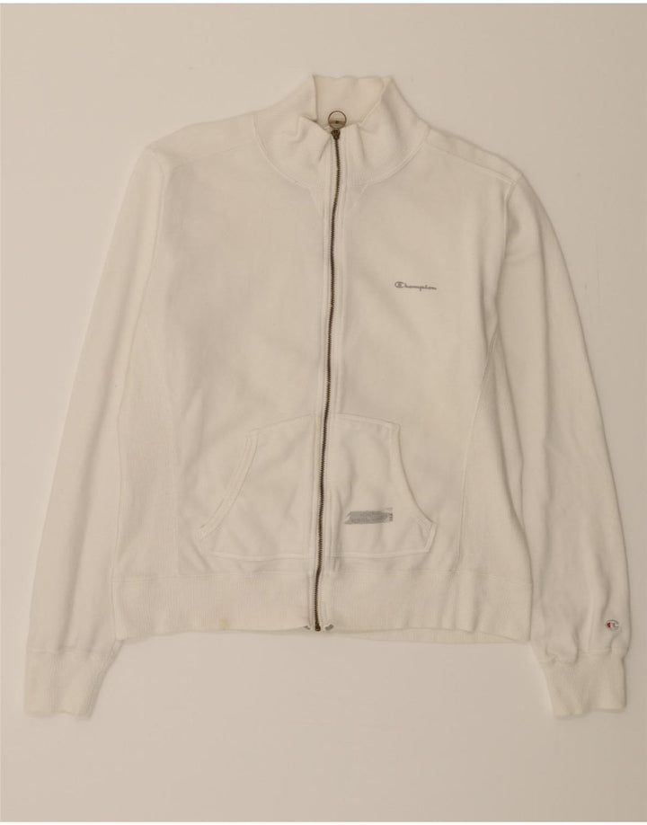 CHAMPION Womens Crop Tracksuit Top Jacket UK 16 Large White Cotton Vintage Champion and Second-Hand Champion from Messina Hembry 