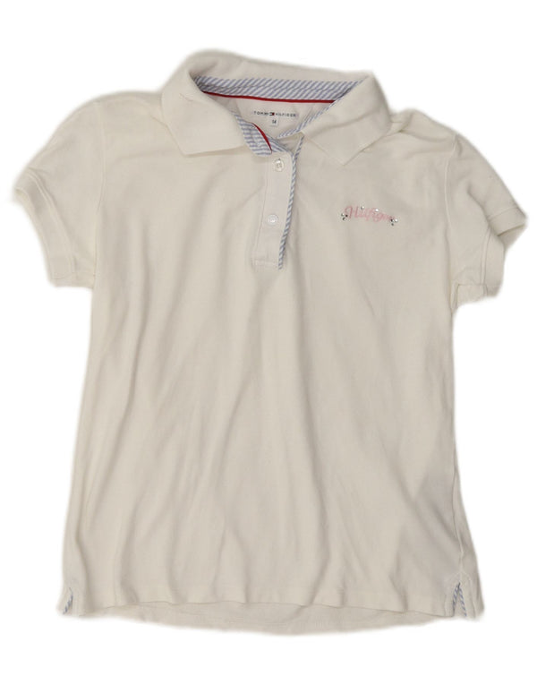 Рубашка-поло Tommy Hilfiger для девочек 13–14 лет, белый хлопок