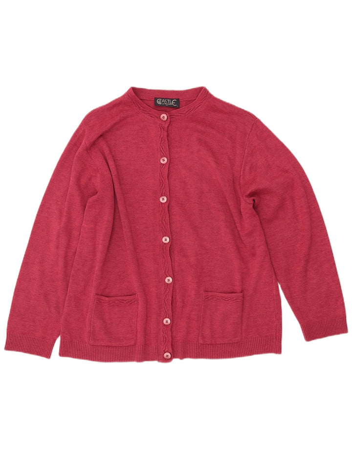 Женский кардиган CASTLE OF IRELAND UK 16, большой розовый шерстяной свитер