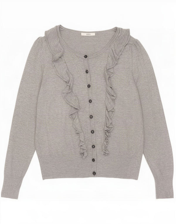 Женский кардиган с рюшами Marks & Spencer UK 14 Средний серый в крапинку