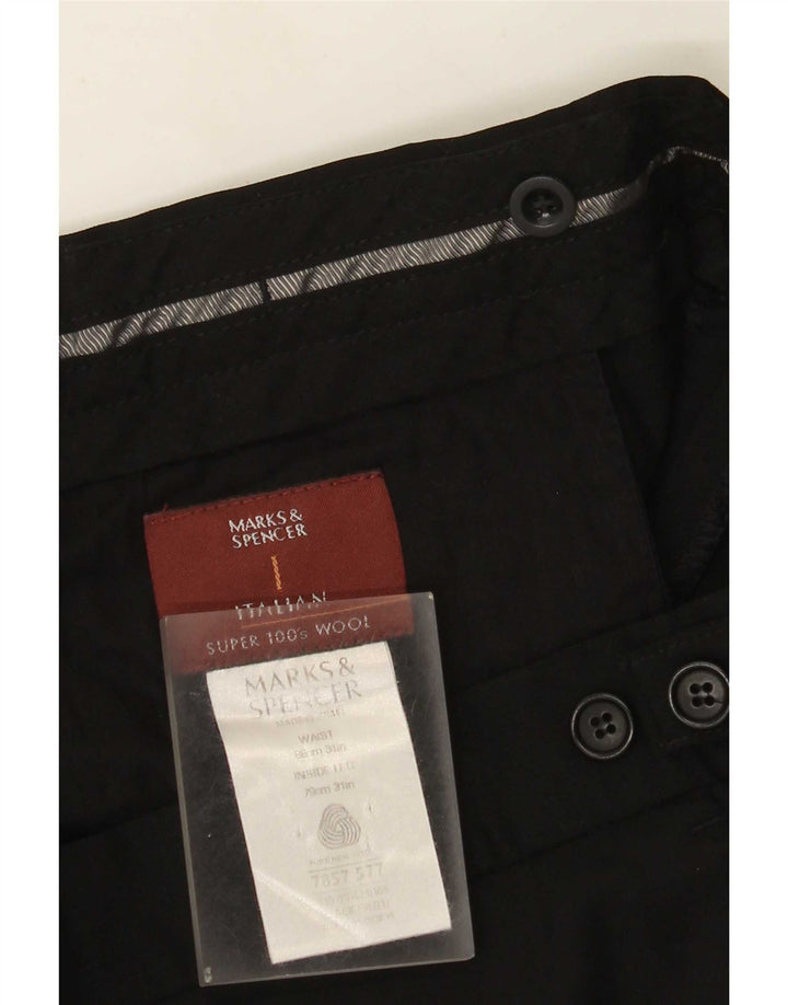 Мужские прямые костюмные брюки Marks & Spencer W34 L31 черные шерстяные