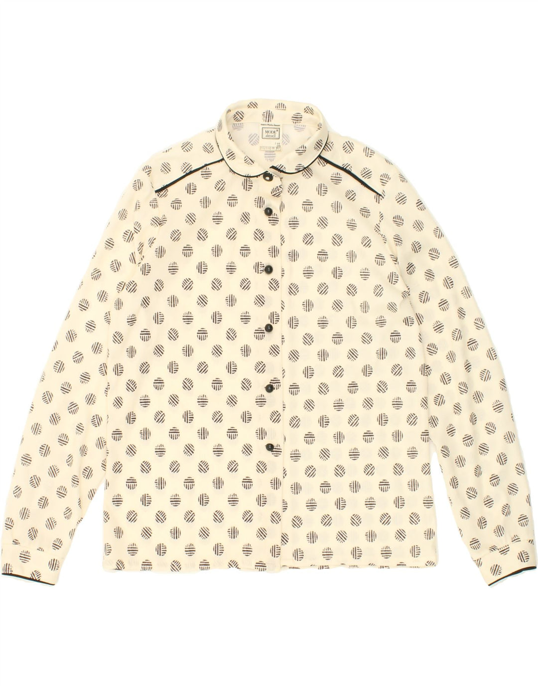 VINTAGE Womens Shirt Blouse IT 44 Medium Beige Spotted Polyester Vintage Vintage and Second-Hand Vintage from Messina Hembry 