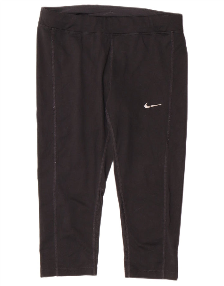 Женские капри Nike Dri Fit UK 10, маленькие черные спортивные леггинсы из полиэстера