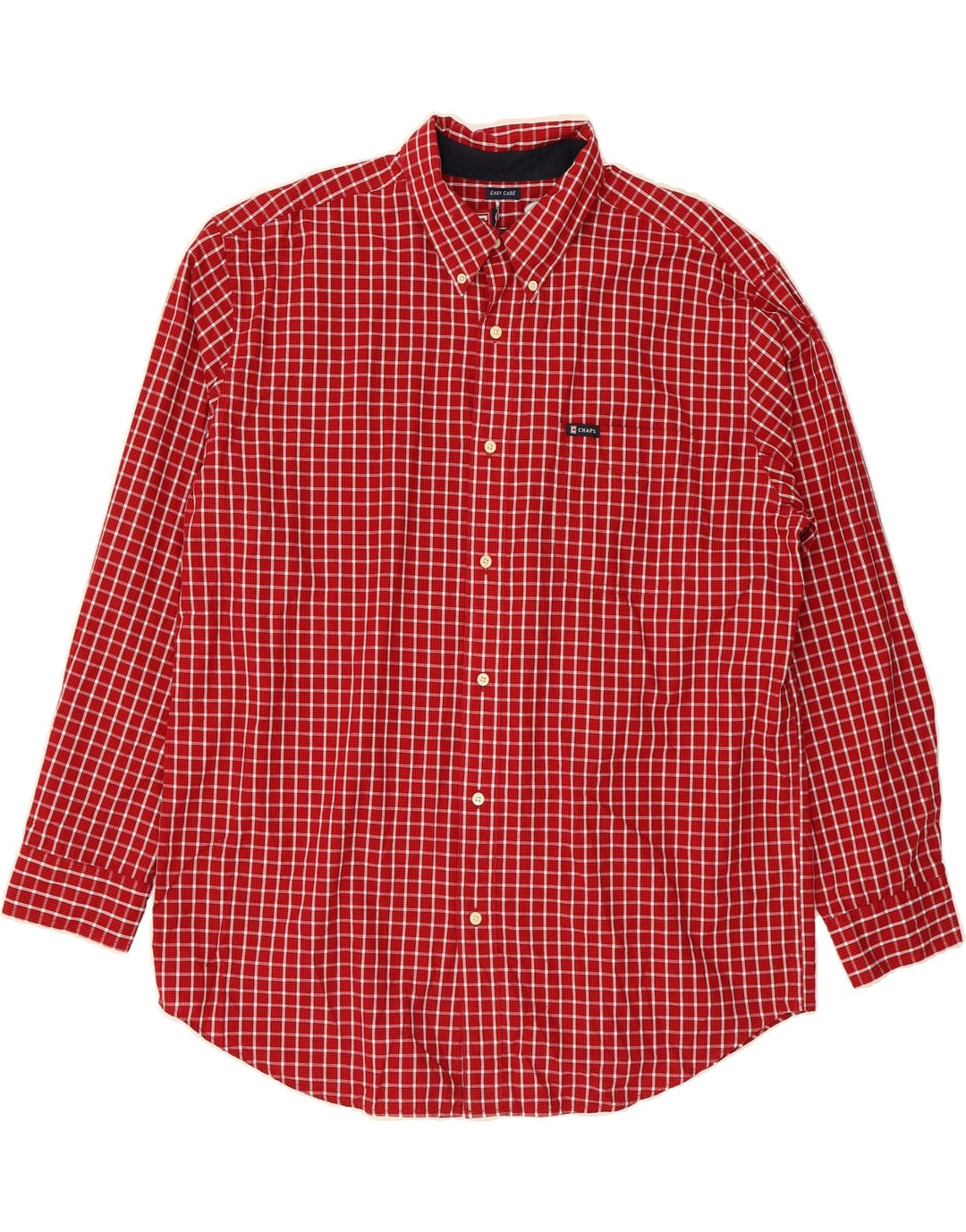 CHAPS Mens Easy Care Shirt XL Red Check Cotton Vintage Chaps and Second-Hand Chaps from Messina Hembry 