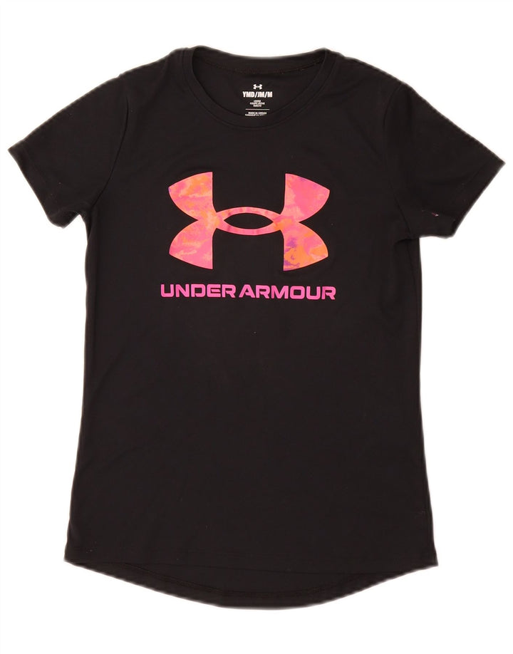 Футболка с рисунком Under Armour для девочек, топ 9–10 лет, средний черный полиэстер