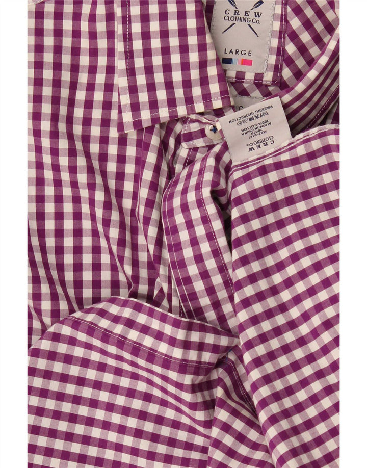 Crew Clothing Мужская рубашка большого размера из хлопка в клетку фиолетового цвета