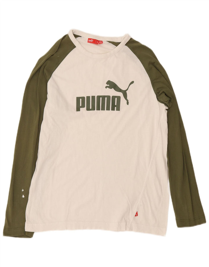 Puma Мужская футболка с рисунком с длинным рукавом, средний белый, цветной блок
