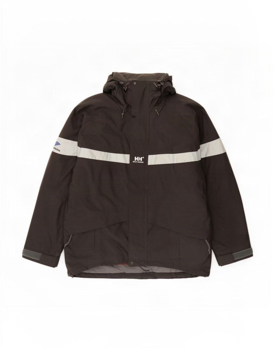 Мужская ветровка с капюшоном Helly Hansen UK 38, средний серый цвет с цветными блоками