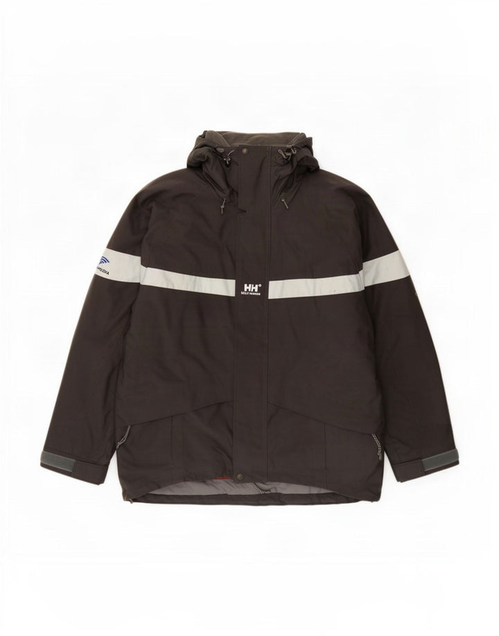 Мужская ветровка с капюшоном Helly Hansen UK 38, средний серый цвет с цветными блоками