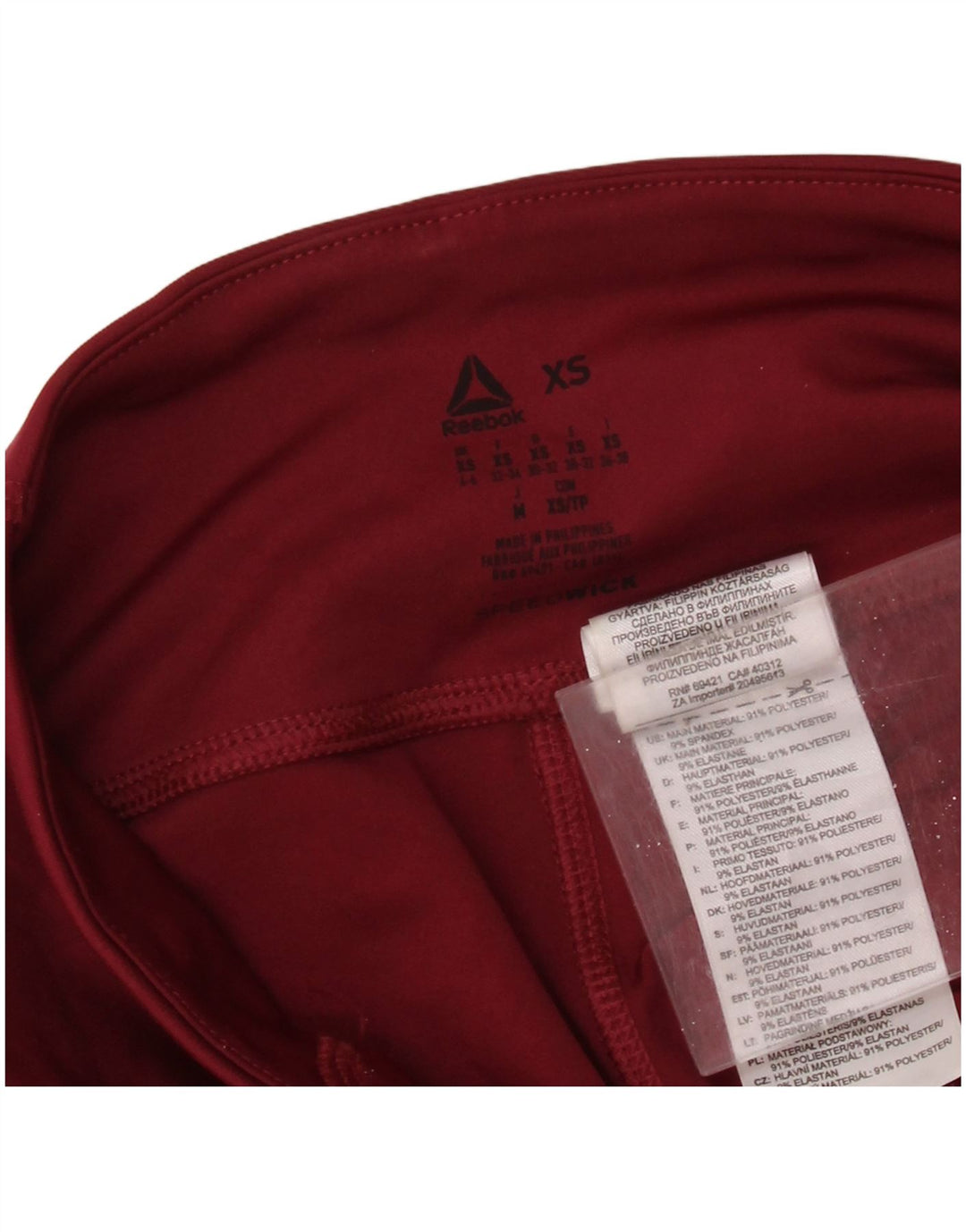 Женские леггинсы REEBOK UK 4/6 XS темно-бордовый полиэстер с цветными блоками