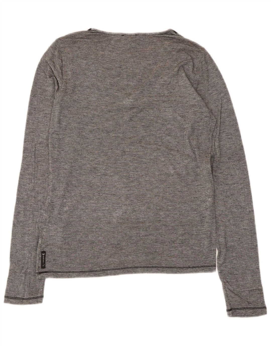 Armani Jeans Женский топ с длинным рукавом UK 12, средний серый в тонкую полоску, вискоза