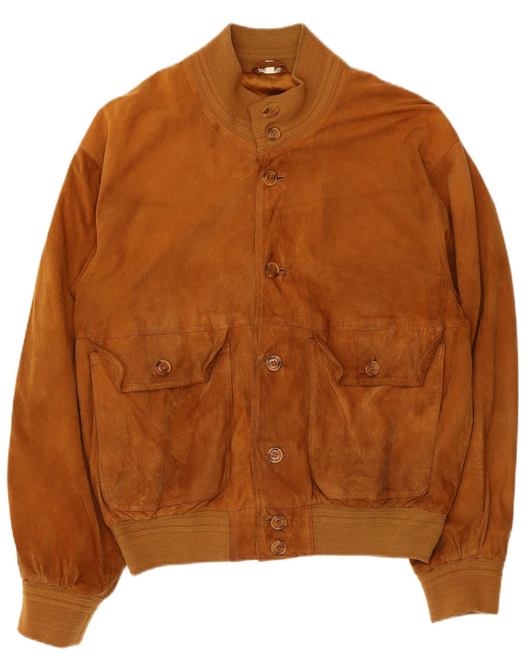 Винтажная мужская замшевая куртка-бомбер UK 40, большая коричневая кожаная