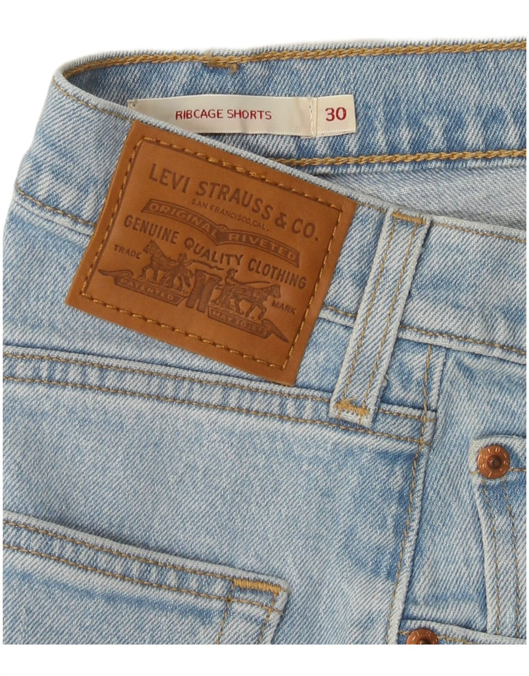 LEVI'S Womens Ribcage High Waist Distressed Denim Shorts W30 Medium Blue