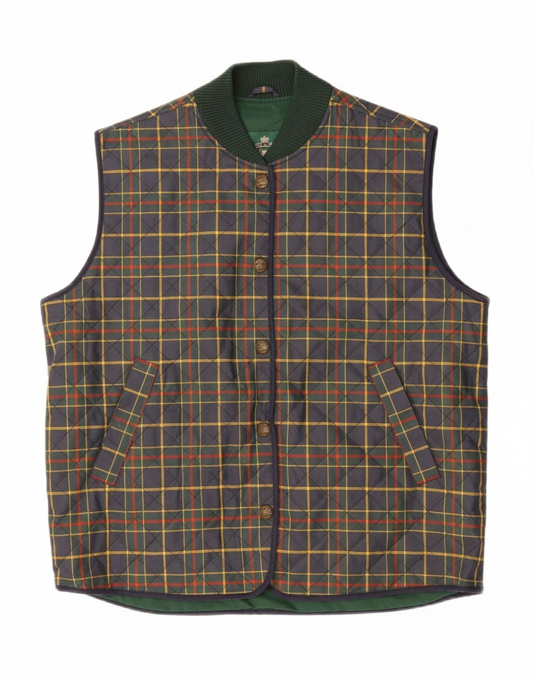 WOODS & IRONS Womens Quilted Gilet EU 46 XL Purple Check Vintage Woods & Irons and Second-Hand Woods & Irons from Messina Hembry 