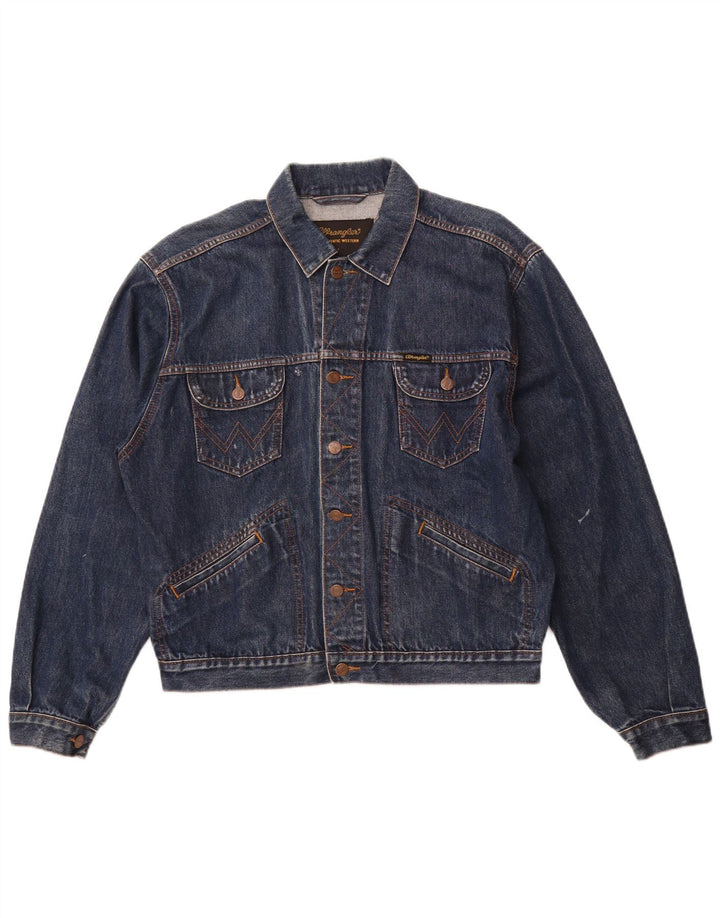 Мужская джинсовая куртка WRANGLER UK 40, большая, темно-синяя, хлопок