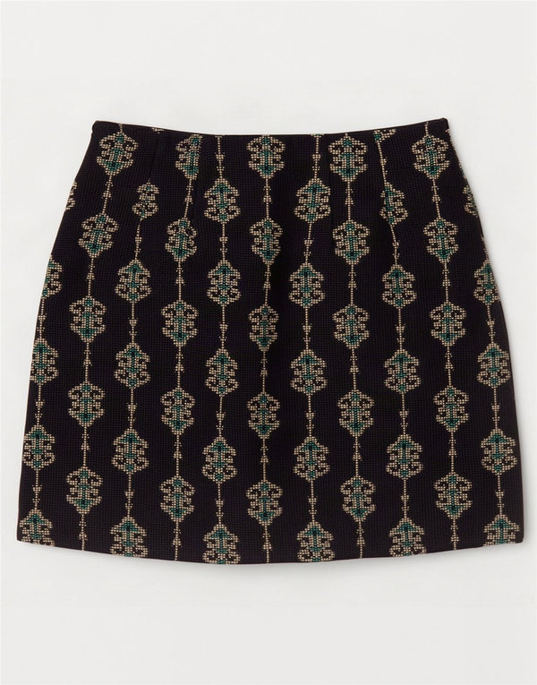 Женская мини-юбка Zara XS W24 темно-синяя, полиэстер с пейсли