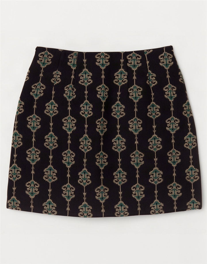 Женская мини-юбка Zara XS W24 темно-синяя, полиэстер с пейсли