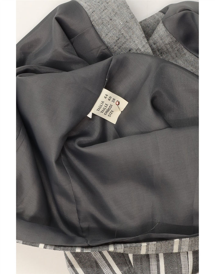 Винтажный женский укороченный пиджак на 1 пуговице, Великобритания, 12, средний серый цвет в полоску