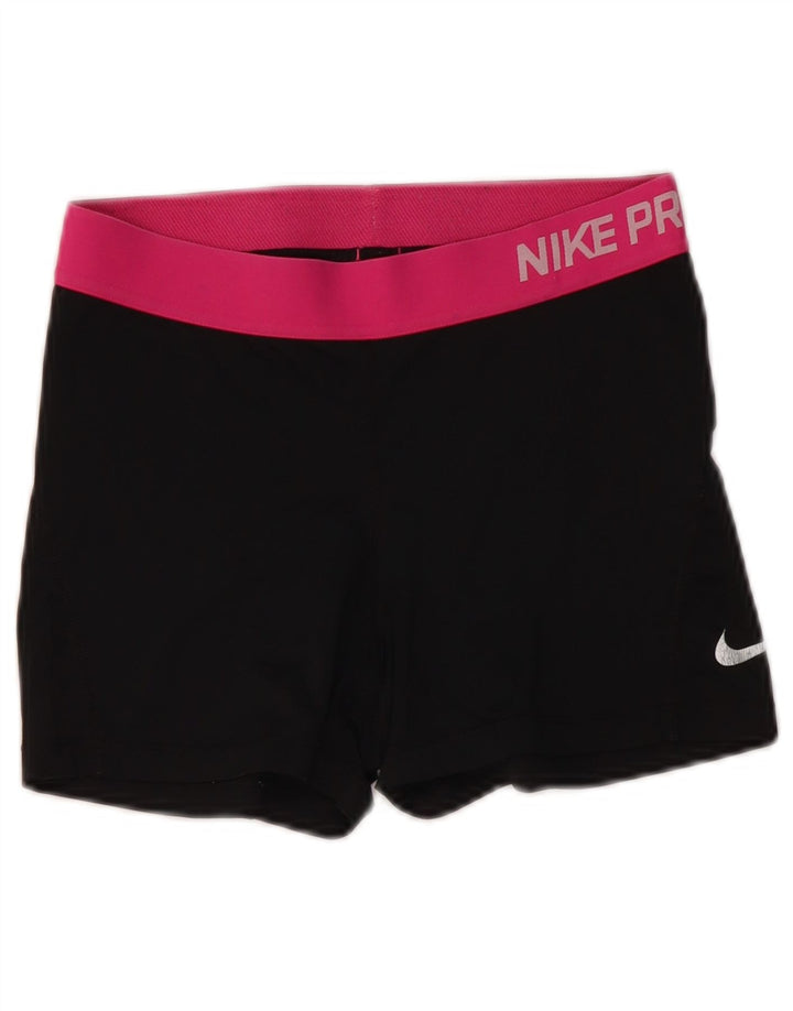 Женские спортивные шорты NIKE Dri Fit с графическим рисунком UK 12, средние черные цветные блоки