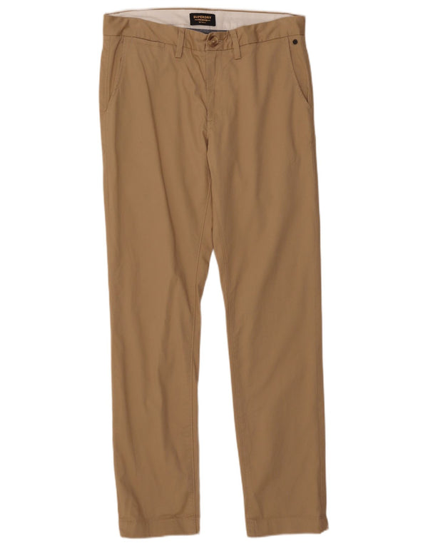 Superdry Mens Straight Chino Trousers W32 L32 Beige Cotton