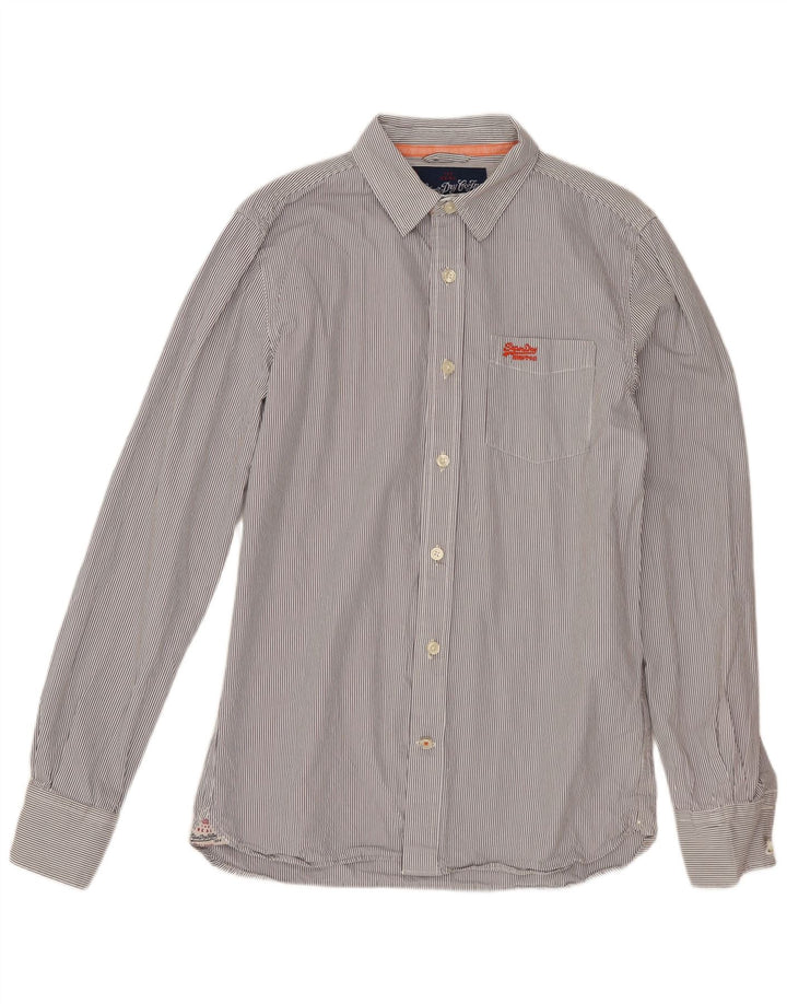 SUPERDRY Мужская рубашка, большая серая хлопковая полоска