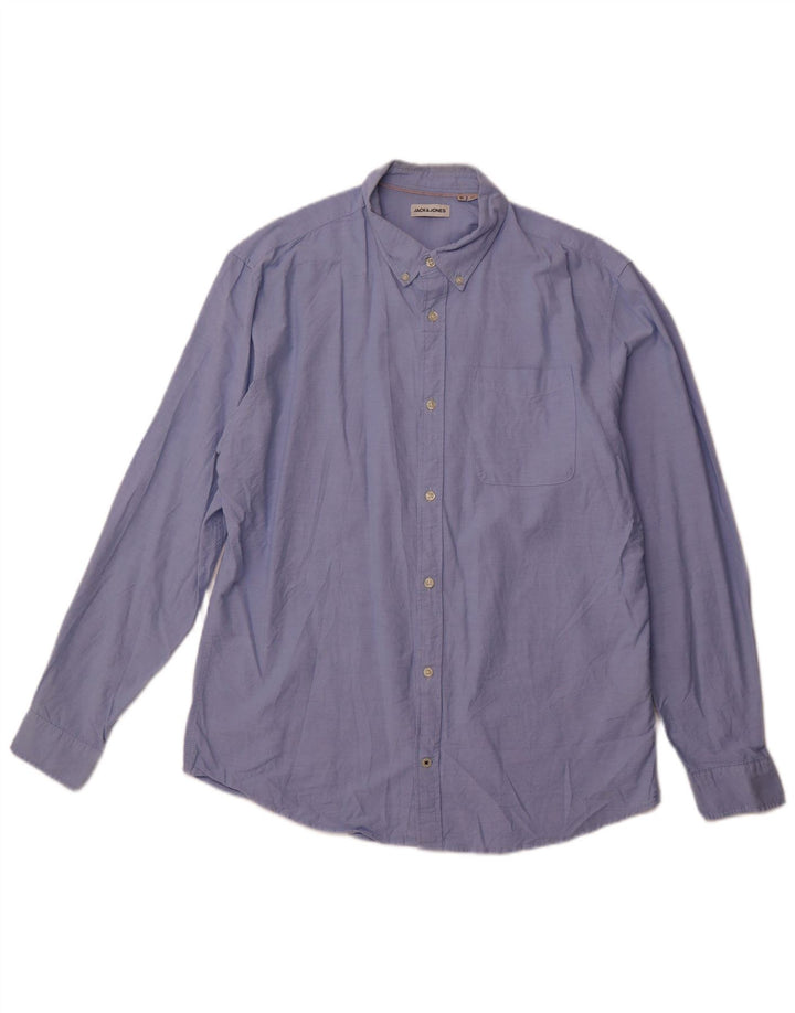 Мужская рубашка JACK & JONES XL, синяя, хлопок