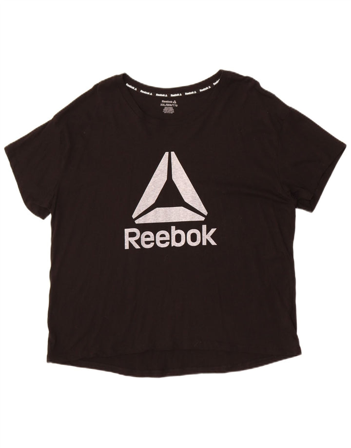 Мужская футболка с рисунком Reebok 2XL, черная, хлопок