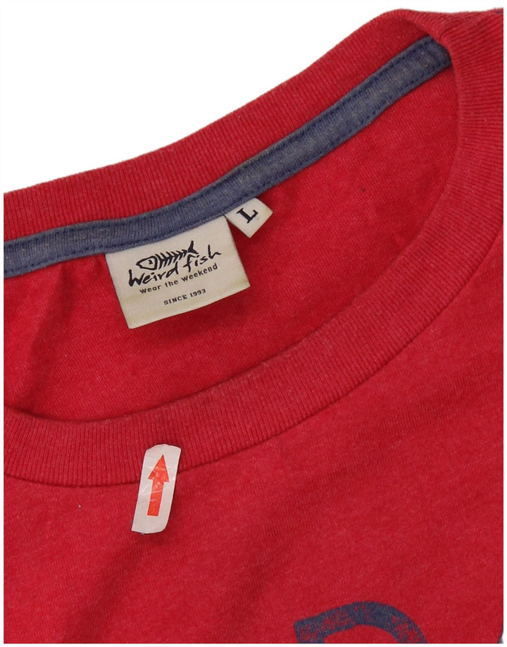 Мужская футболка с рисунком WEIRD FISH, большой красный хлопковый топ