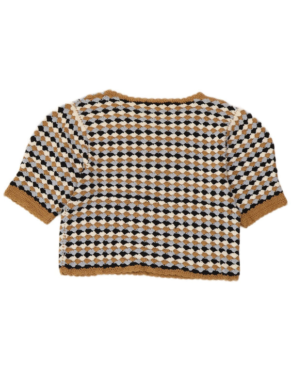 Женский укороченный свитер с вырезом лодочкой ZARA, Великобритания, 14, большой, разноцветный