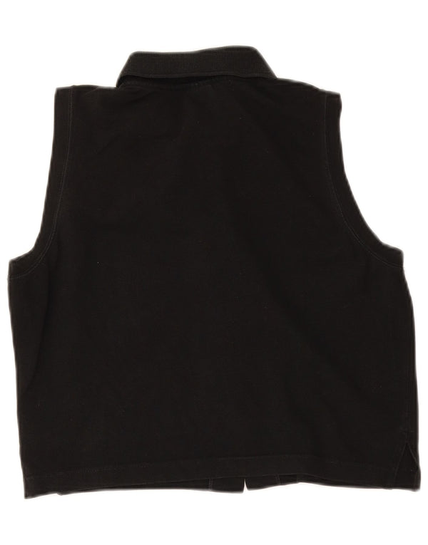 Lacoste Womens Crop Sleeveless Shirt Blouse Size 44 Large Black