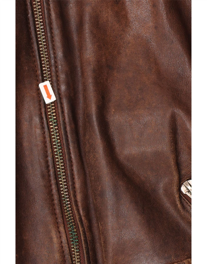 Мужская кожаная куртка Be Edgy UK 38, кожа среднего коричневого цвета