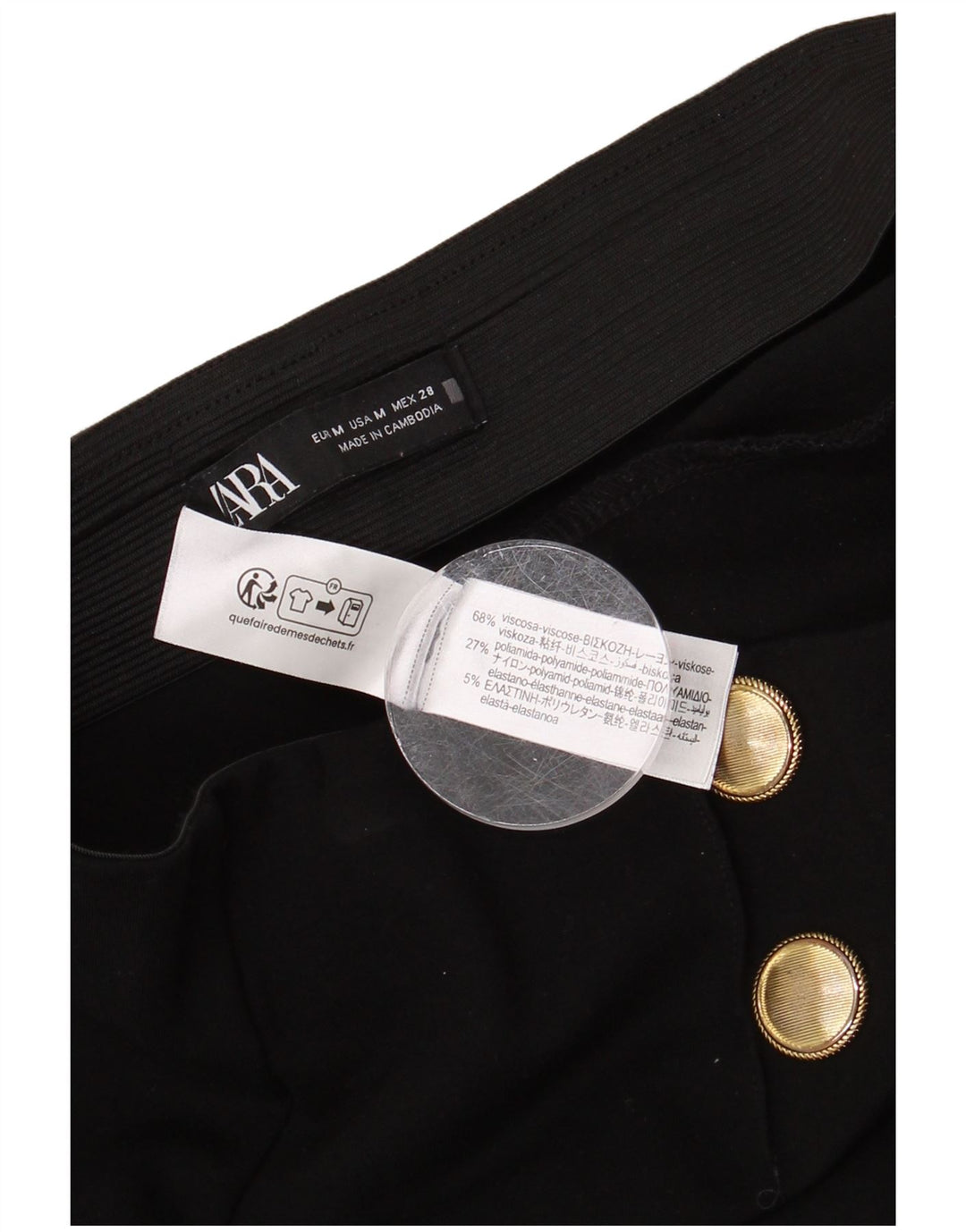 Zara Женские укороченные брюки с завышенной талией, средние W28 L25, черные из вискозы