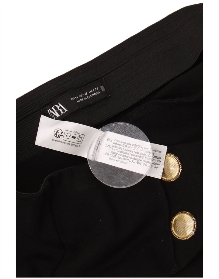 Zara Женские укороченные брюки с завышенной талией, средние W28 L25, черные из вискозы