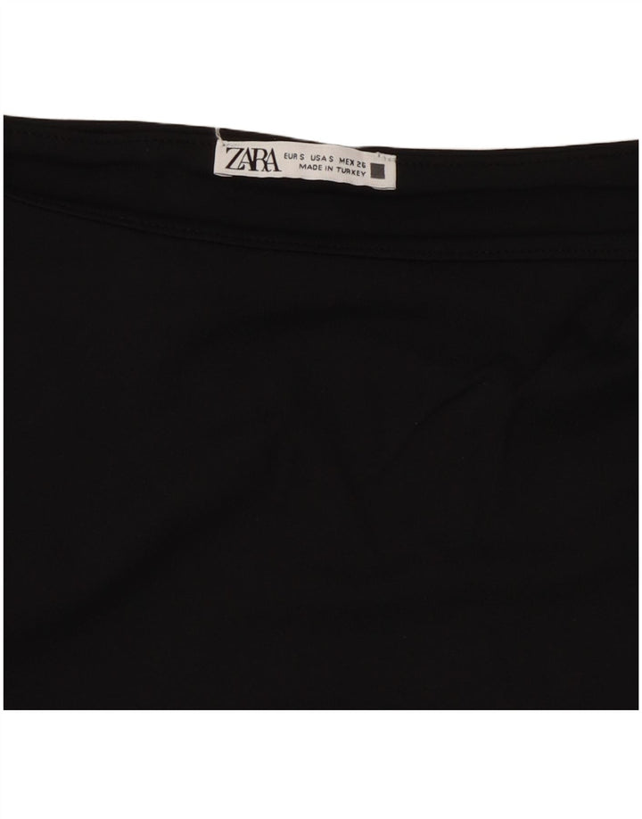Женская укороченная блузка ZARA UK 8, маленькая, черная