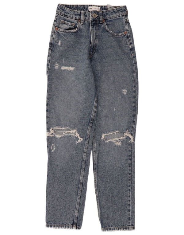 Женские зауженные джинсы с завышенной талией Zara EU 34 2XS W24 L27 синие