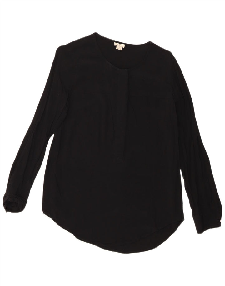 Женская блузка с длинным рукавом J. CREW, топ UK 10, маленькая, черная, вискоза