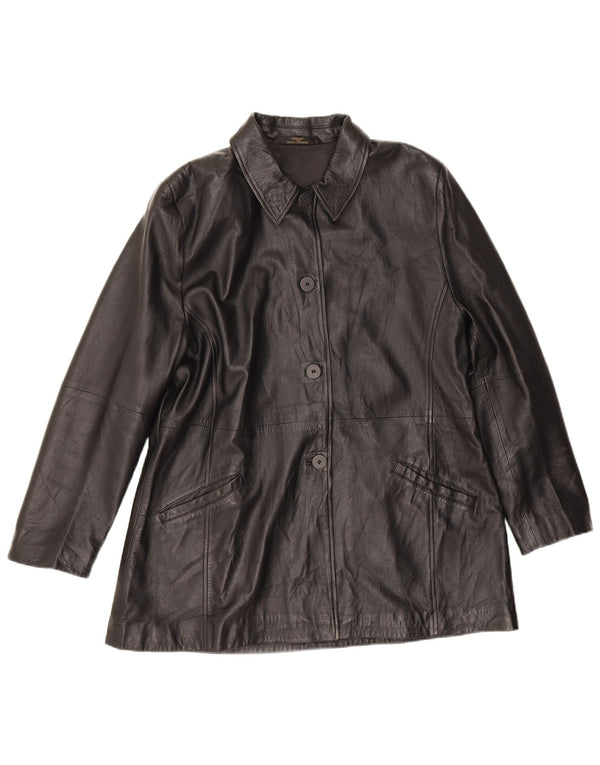 Marks & Spencer Womens Leather Jacket UK 16 Large Black Leather