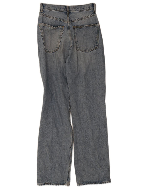 Zara Женские потертые прямые джинсы с высокой талией EU 32 2XS W22 L28 Синий