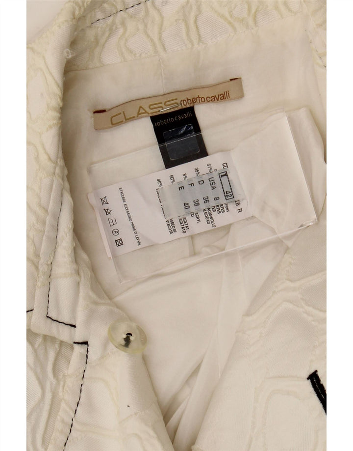 Женский пиджак Roberto Cavalli IT 42 Medium Off White с геометрическим рисунком