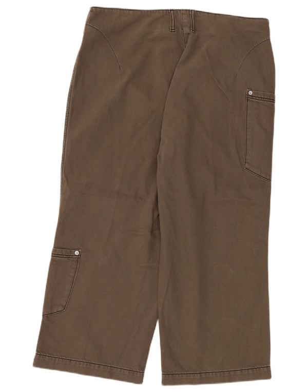 Topshop Womens Cargo Capri Trousers W34 L23 Khaki Cotton