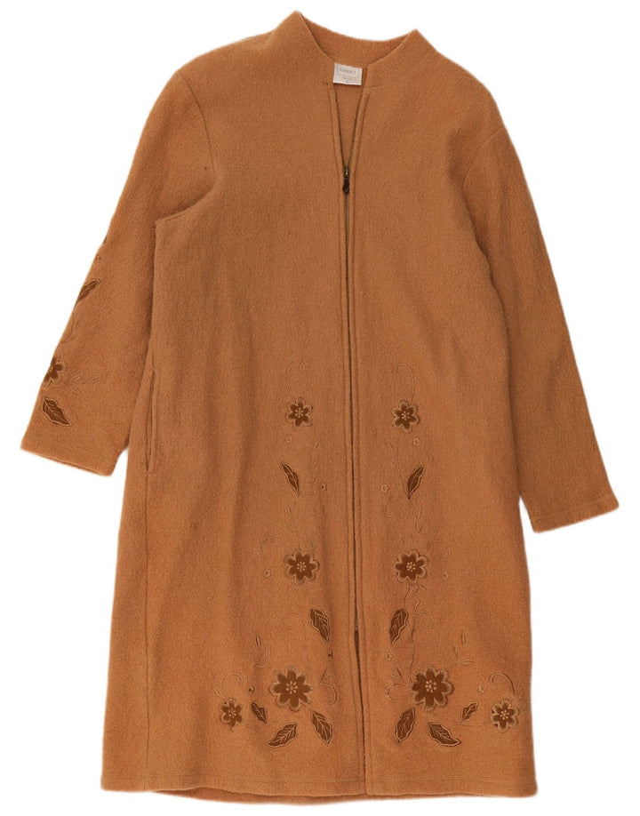 Винтажное женское пальто UK 22 3XL бежевого цвета из шерсти