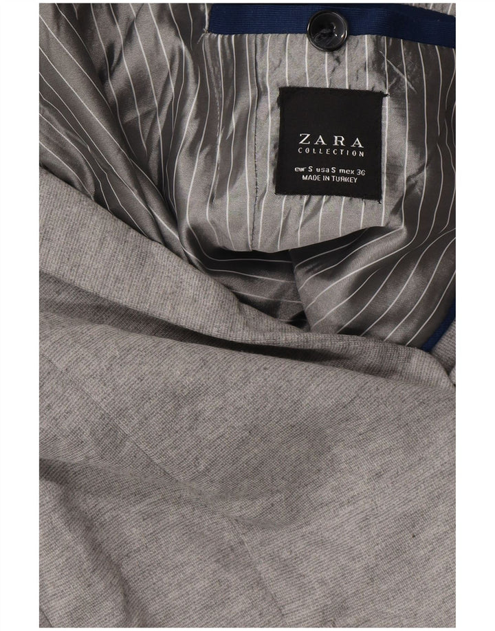 Мужской пиджак на 1 пуговице Zara UK 36, маленький серый