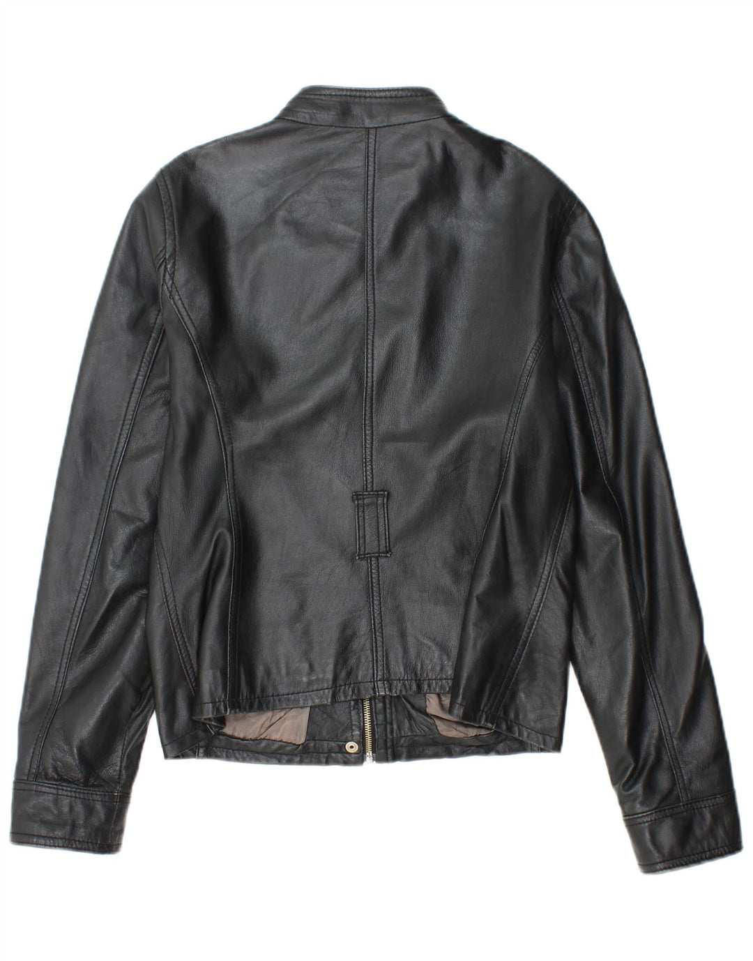 SANDRO FERRONE Женская кожаная куртка UK 14, большая черная кожа